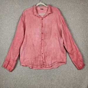 Focus Shirt Mens 2XL Pink Button Up Made in Italy 100% Linen Casual Lightweight